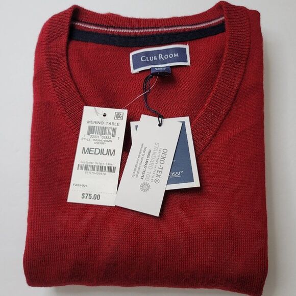Club Room Men's Regular-Fit Solid V-Neck Sweater - Picture 3 of 4